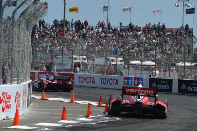 Juan Pablo Montoya flies around Turn 10 during the Toyota Grand Prix of Long Beach -- Photo by: Chris Owens