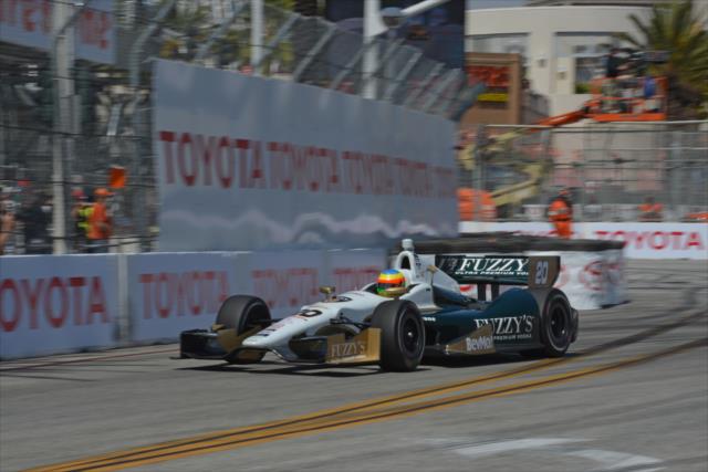 Mike Conway exits Turn 1 during the Toyota Grand Prix of Long Beach -- Photo by: John Cote