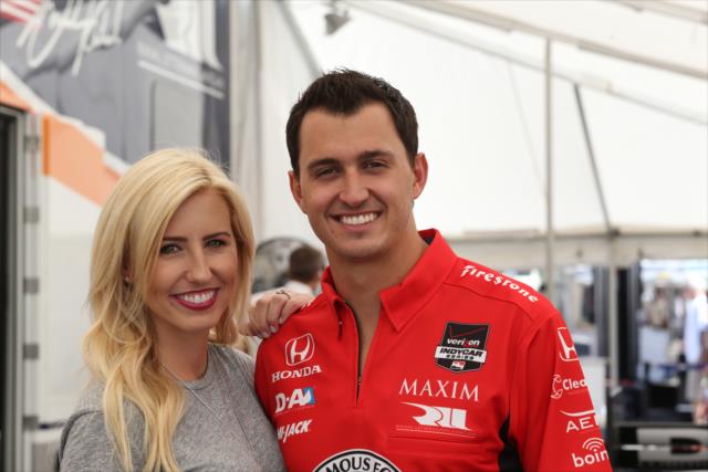 Graham Rahal and his fiance, Courtney Force, in the paddock prior to practice for the Toyota Grand Prix of Long Beach -- Photo by: Chris Jones