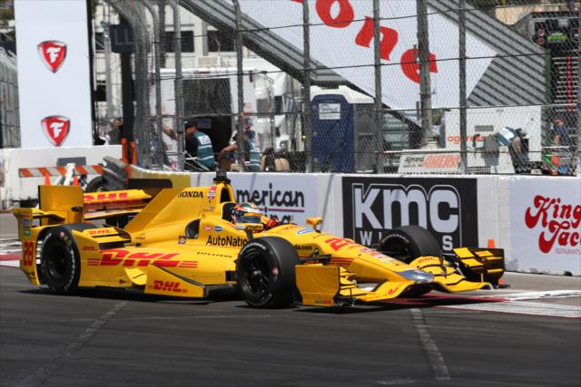 Ryan Hunter-Reay enters Turn 10 during practice for the Toyota Grand Prix of Long Beach -- Photo by: Chris Jones
