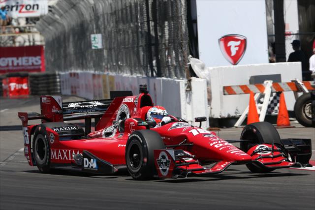 Graham Rahal turns into Turn 10 during practice for the Toyota Grand Prix of Long Beach -- Photo by: Chris Jones
