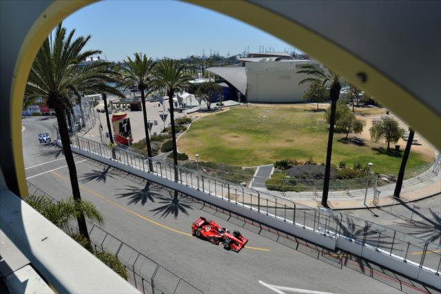 Scott Dixon streaks toward Turn 5 during practice for the Toyota Grand Prix of Long Beach -- Photo by: Chris Owens