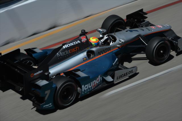 James Jakes streaks toward Turn 5 during practice for the Toyota Grand Prix of Long Beach -- Photo by: Chris Owens