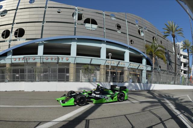 Sebastien Bourdais heads toward Turn 4 during practice for the Toyota Grand Prix of Long Beach -- Photo by: Chris Owens