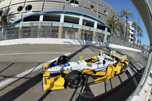 Simon Pagenaud heads toward Turn 4 during practice for the Toyota Grand Prix of Long Beach -- Photo by: Chris Owens