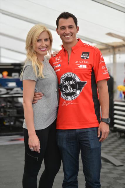 Graham Rahal and his fiance, Courtney Force, in the Rahal paddock at Long Beach -- Photo by: Chris Owens