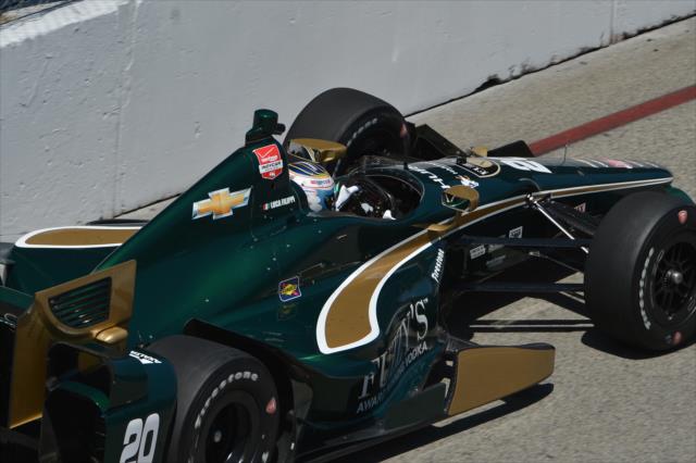 Luca Filippi streaks toward Turn 5 during practice for the Toyota Grand Prix of Long Beach -- Photo by: Chris Owens