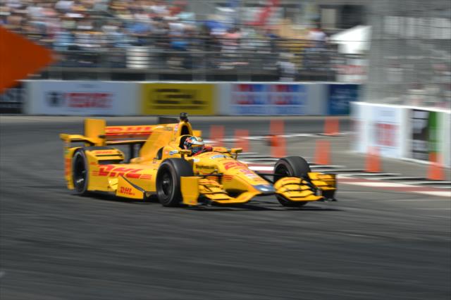 Ryan Hunter-Reay exits Turn 10 during practice for the Toyota Grand Prix of Long Beach -- Photo by: John Cote