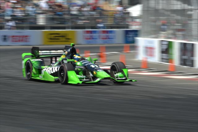 Sebastien Bourdais exits Turn 10 during practice for the Toyota Grand Prix of Long Beach -- Photo by: John Cote