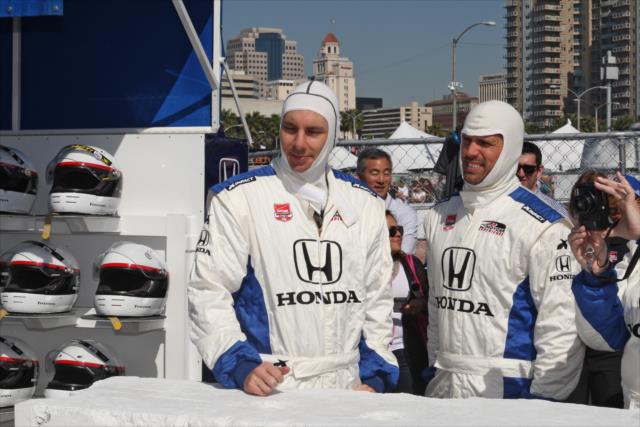 Actor Dax Sheppard prepares to take a two-seater ride at the Toyota Grand Prix of Long Beach -- Photo by: Richard Dowdy