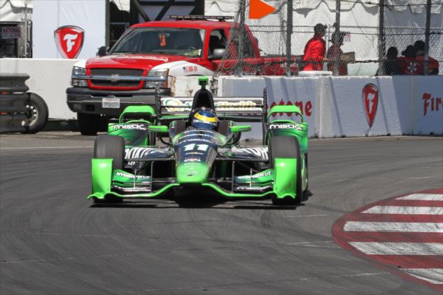 Sebastien Bourdais starts into Turn 10 during practice for the Toyota Grand Prix of Long Beach -- Photo by: Richard Dowdy