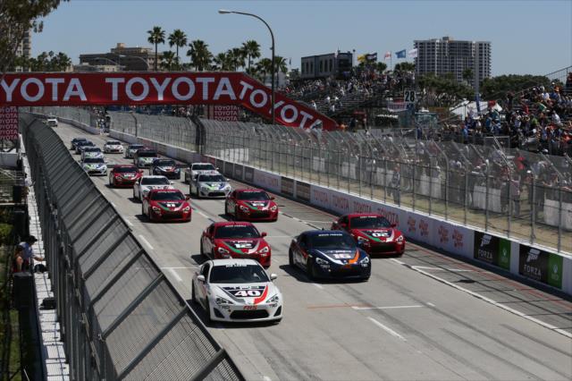 The start of the Toyota Celebrity Pro-Am Race on the Streets of Long Beach -- Photo by: Chris Jones