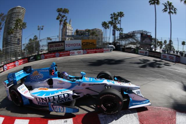 Marco Andretti navigates the Turn 11 hairpin during practice for the Toyota Grand Prix of Long Beach -- Photo by: Chris Jones