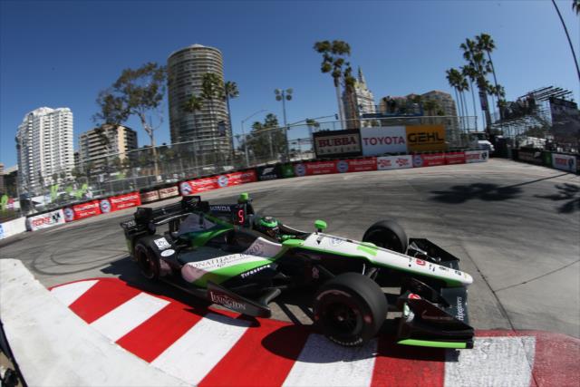 Conor Daly navigates the Turn 11 hairpin during qualifications for the Toyota Grand Prix of Long Beach -- Photo by: Chris Jones