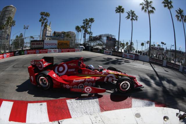 Scott Dixon navigates the Turn 11 hairpin during practice for the Toyota Grand Prix of Long Beach -- Photo by: Chris Jones