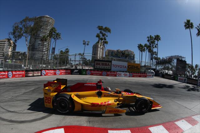 Ryan Hunter-Reay navigates the Turn 11 hairpin during practice for the Toyota Grand Prix of Long Beach -- Photo by: Chris Jones