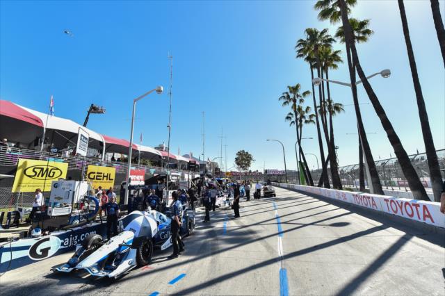 Chip Ganassi Racing gets the car of Max Chilton ready for qualifications for the Toyota Grand Prix of Long Beach -- Photo by: Chris Owens