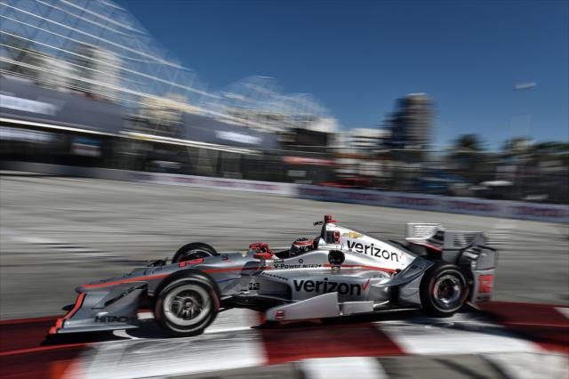 Will Power dives into Turn 1 during practice for the Toyota Grand Prix of Long Beach -- Photo by: Chris Owens