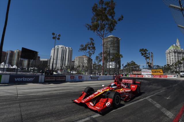 Scott Dixon exits the Turn 11 hairpin during qualifications for the Toyota Grand Prix of Long Beach -- Photo by: Chris Owens