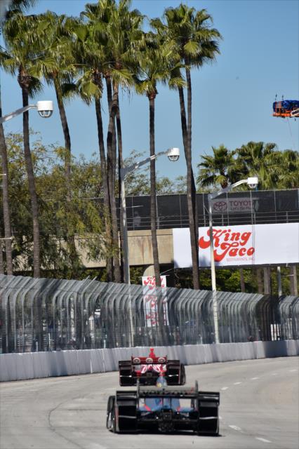 Scott Dixon and Will Power on track during qualifications for the Toyota Grand Prix of Long Beach -- Photo by: Chris Owens