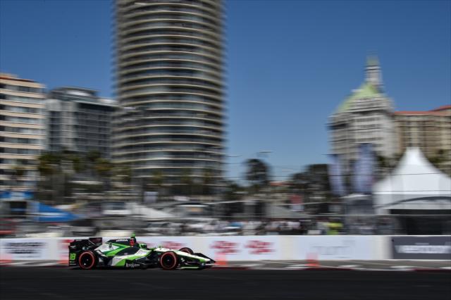 Conor Daly apexes Turn 10 during qualifications for the Toyota Grand Prix of Long Beach -- Photo by: Chris Owens