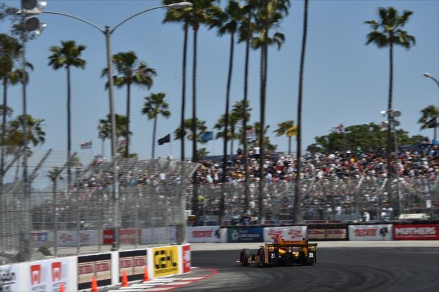 Ryan Hunter-Reay exits Turn 10 during qualifications for the Toyota Grand Prix of Long Beach -- Photo by: Chris Owens