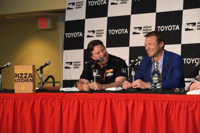 Townsend Bell and Michael Andretti announce sponsorship with Robert Graham and California Pizza Kitchen for the 100th Indianapolis 500 -- Photo by: Chris Owens