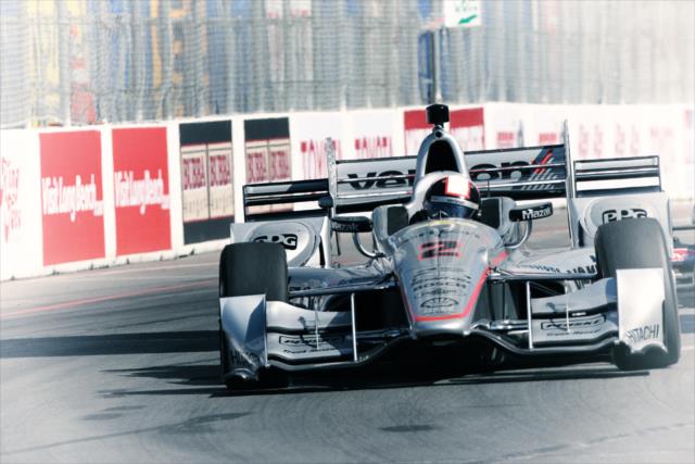 Juan Pablo Montoya sets up for Turn 10 during practice for the Toyota Grand Prix of Long Beach -- Photo by: Richard Dowdy