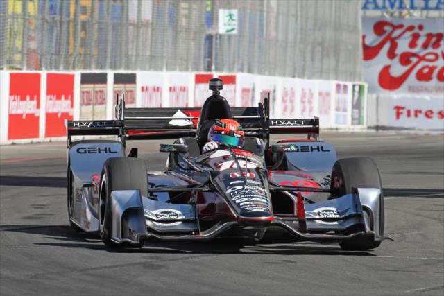 Graham Rahal sets up for Turn 10 during practice for the Toyota Grand Prix of Long Beach -- Photo by: Richard Dowdy
