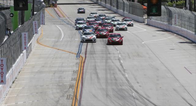 The start of the Toyota Celebrity Pro-Am race on the Streets of Long Beach -- Photo by: Richard Dowdy