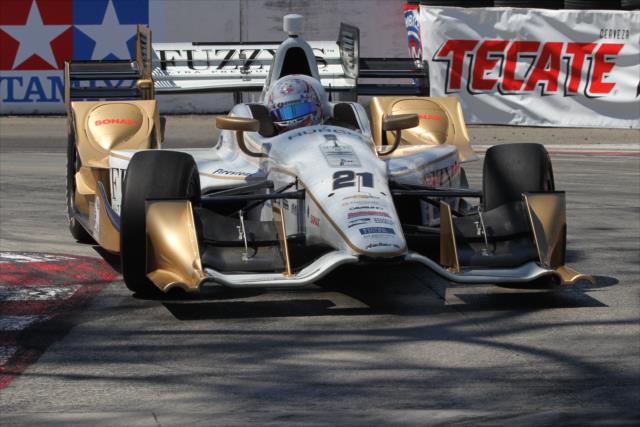 Josef Newgarden navigates the Turn 11 hairpin during qualifications for the Toyota Grand Prix of Long Beach -- Photo by: Richard Dowdy