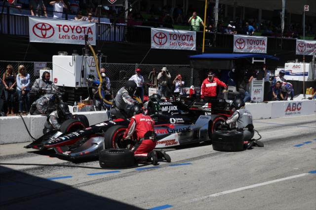 Graham Rahal comes in for service on pit lane during the Toyota Grand Prix of Long Beach -- Photo by: Chris Jones