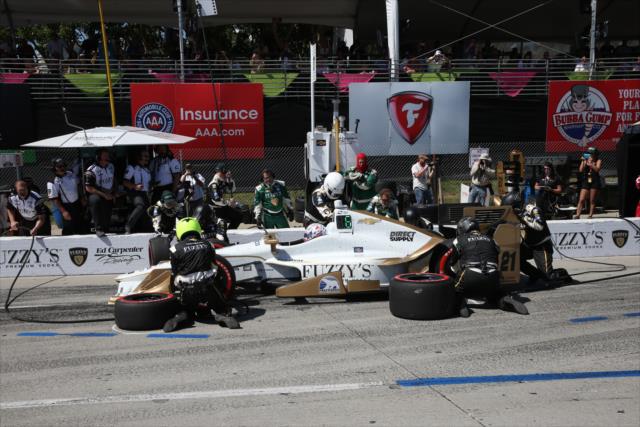 Josef Newgarden comes in for service on pit lane during the Toyota Grand Prix of Long Beach -- Photo by: Chris Jones