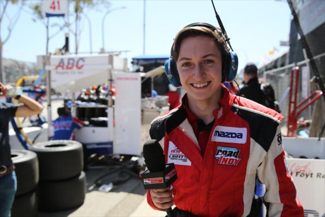 INDYCAR Radio's guest reporter Zach Veach on pit lane during the Toyota Grand Prix of Long Beach -- Photo by: Chris Jones