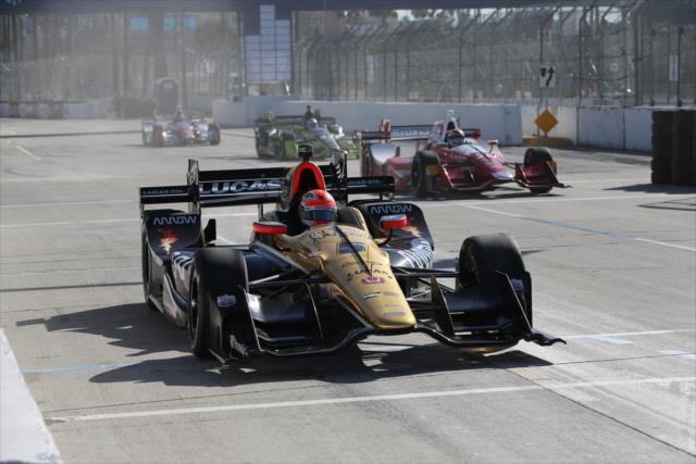 James Hinchcliffe leads pit lane during the Toyota Grand Prix of Long Beach -- Photo by: Chris Jones