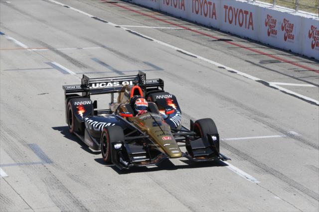 James Hinchcliffe rolls down the frontstretch during the Toyota Grand Prix of Long Beach -- Photo by: Chris Jones
