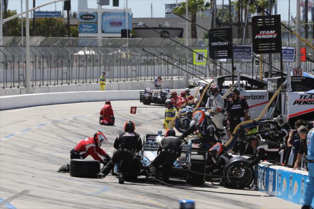 Simon Pagenaud comes in for service on pit lane during the Toyota Grand Prix of Long Beach -- Photo by: Chris Jones