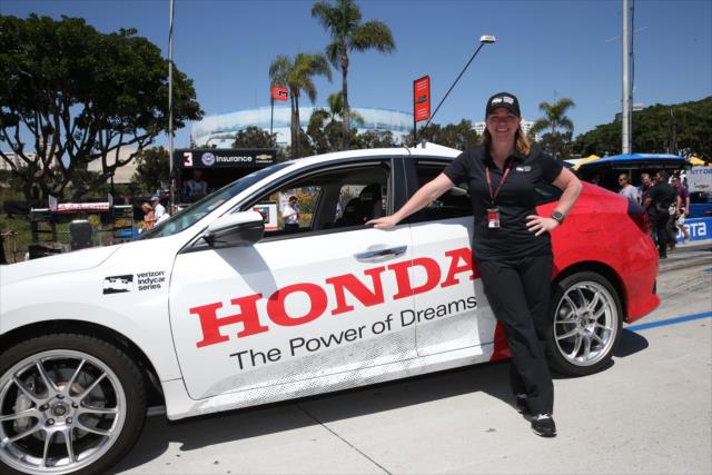 Sarah Fisher ready to drive the pace car to lead the field to the green for the Toyota Grand Prix of Long Beach -- Photo by: Chris Jones