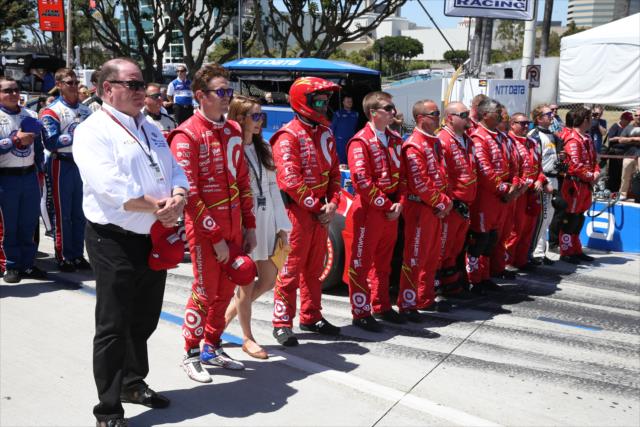 Chip Ganassi, Scott Dixon, and Chip Ganassi Racing lined up during pre-race festivities for the Toyota Grand Prix of Long Beach -- Photo by: Chris Jones
