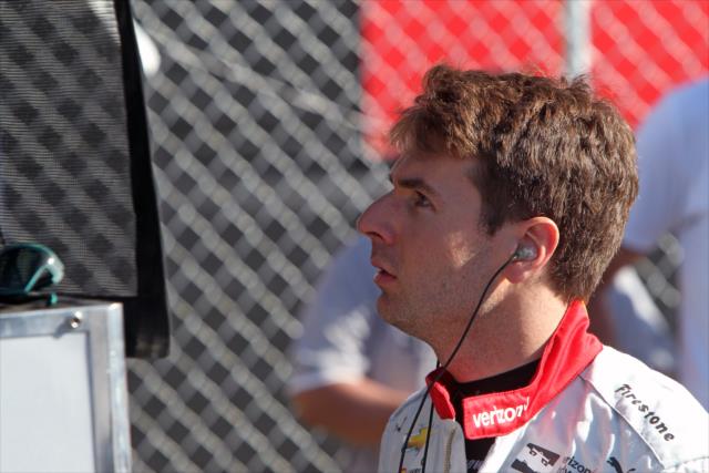 Will Power chats along pit lane prior to the final warmup for the Toyota Grand Prix of Long Beach -- Photo by: Richard Dowdy