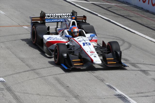 Ed Jones flies down the frontstretch during the Toyota Grand Prix of Long Beach -- Photo by: Chris Jones