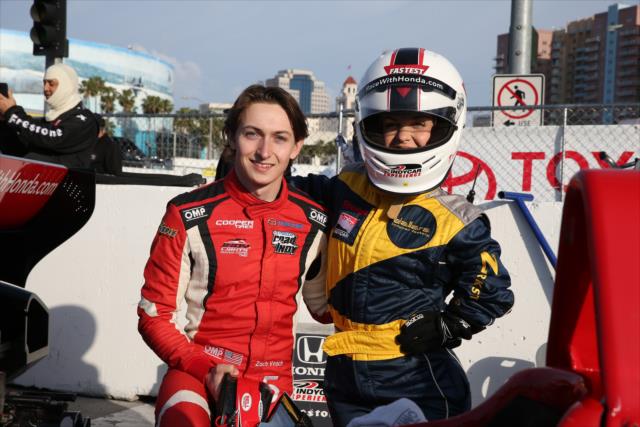 Zach Veach with actress Terra Jole following their two-seater ride around the streets of Long Beach -- Photo by: Chris Jones