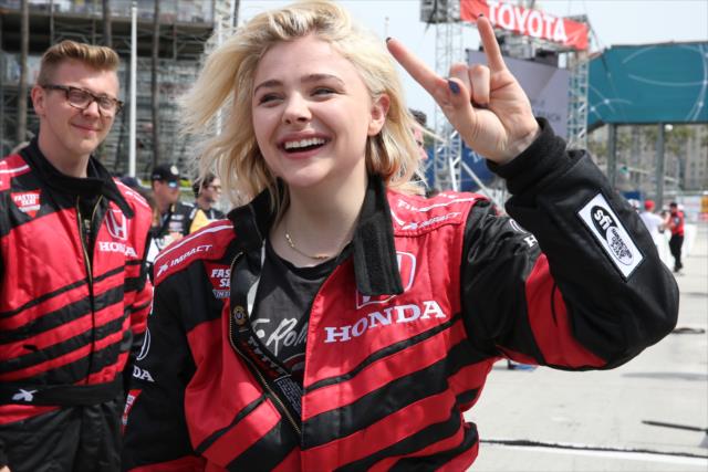 Actress ChloÃ« Grace Moretz is all smiles following her two-seater ride at Long Beach -- Photo by: Chris Jones