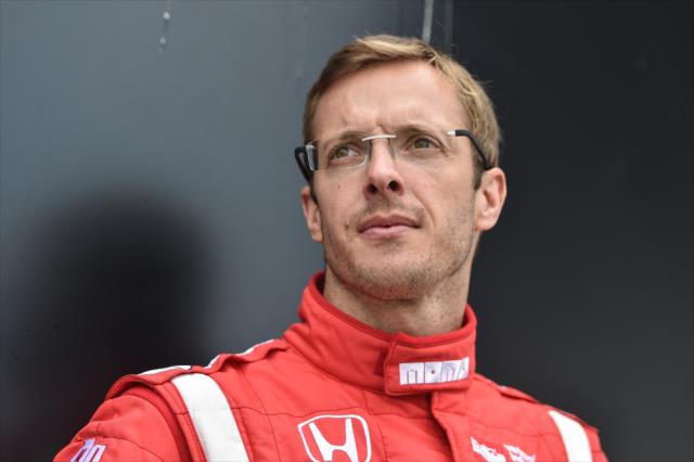 Sebastien Bourdais waits backstage during pre-race festivities for the Toyota Grand Prix of Long Beach -- Photo by: Christopher Owens