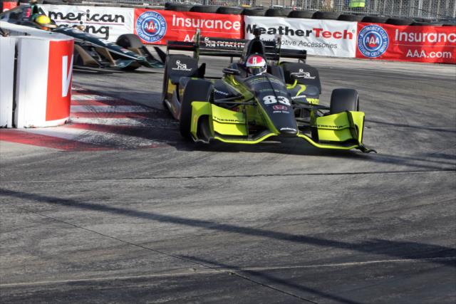 Charlie Kimball exits the Turn 11 hairpin during the final warmup for the Toyota Grand Prix of Long Beach -- Photo by: Richard Dowdy