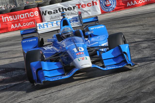 Tony Kanaan exits the Turn 11 hairpin during the final warmup for the Toyota Grand Prix of Long Beach -- Photo by: Richard Dowdy
