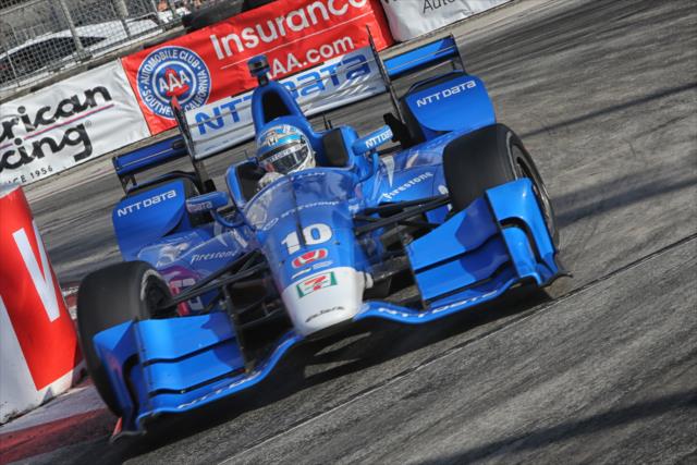 Tony Kanaan exits the Turn 11 hairpin during the final warmup for the Toyota Grand Prix of Long Beach -- Photo by: Richard Dowdy