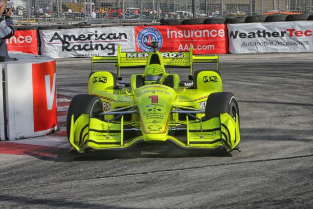 Simon Pagenaud exits the Turn 11 hairpin during the final warmup for the Toyota Grand Prix of Long Beach -- Photo by: Richard Dowdy