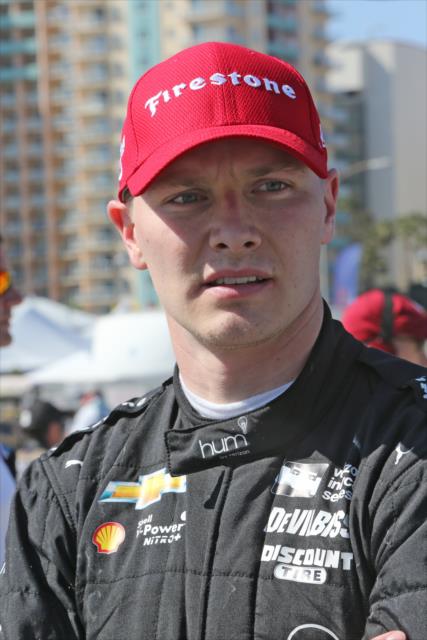 Josef Newgarden looks down pit lane following his 3rd Place in the 2017 Toyota Grand Prix of Long Beach -- Photo by: Richard Dowdy