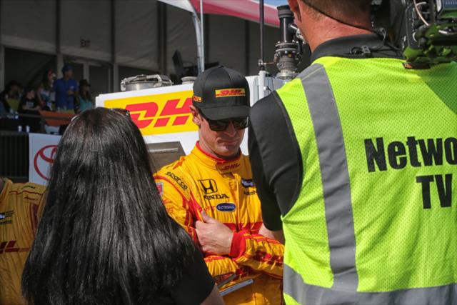 Ryan Hunter-Reay is interviewed along pit lane following the Toyota Grand Prix of Long Beach -- Photo by: Richard Dowdy